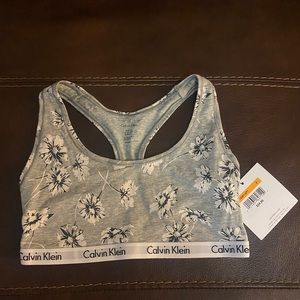 Calvin Klein Grey Floral Cotton Bralette
